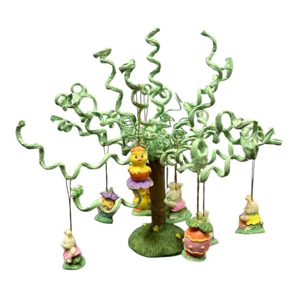 Mini Miniature Easter Tree Spring Eggs Decor Decoration Rabbit Bunny Easter VTG - Picture 1 of 13
